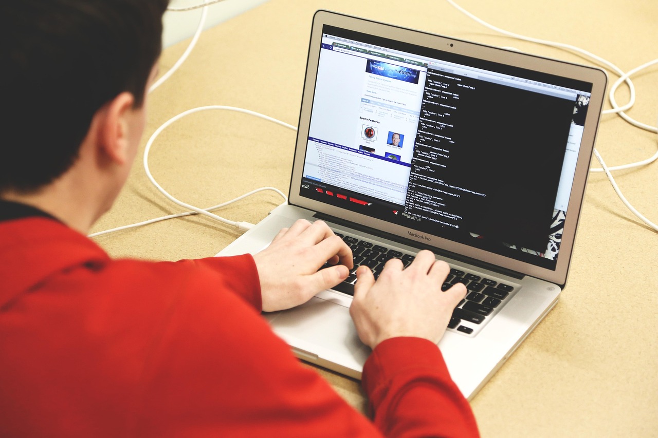 Developer working on website code