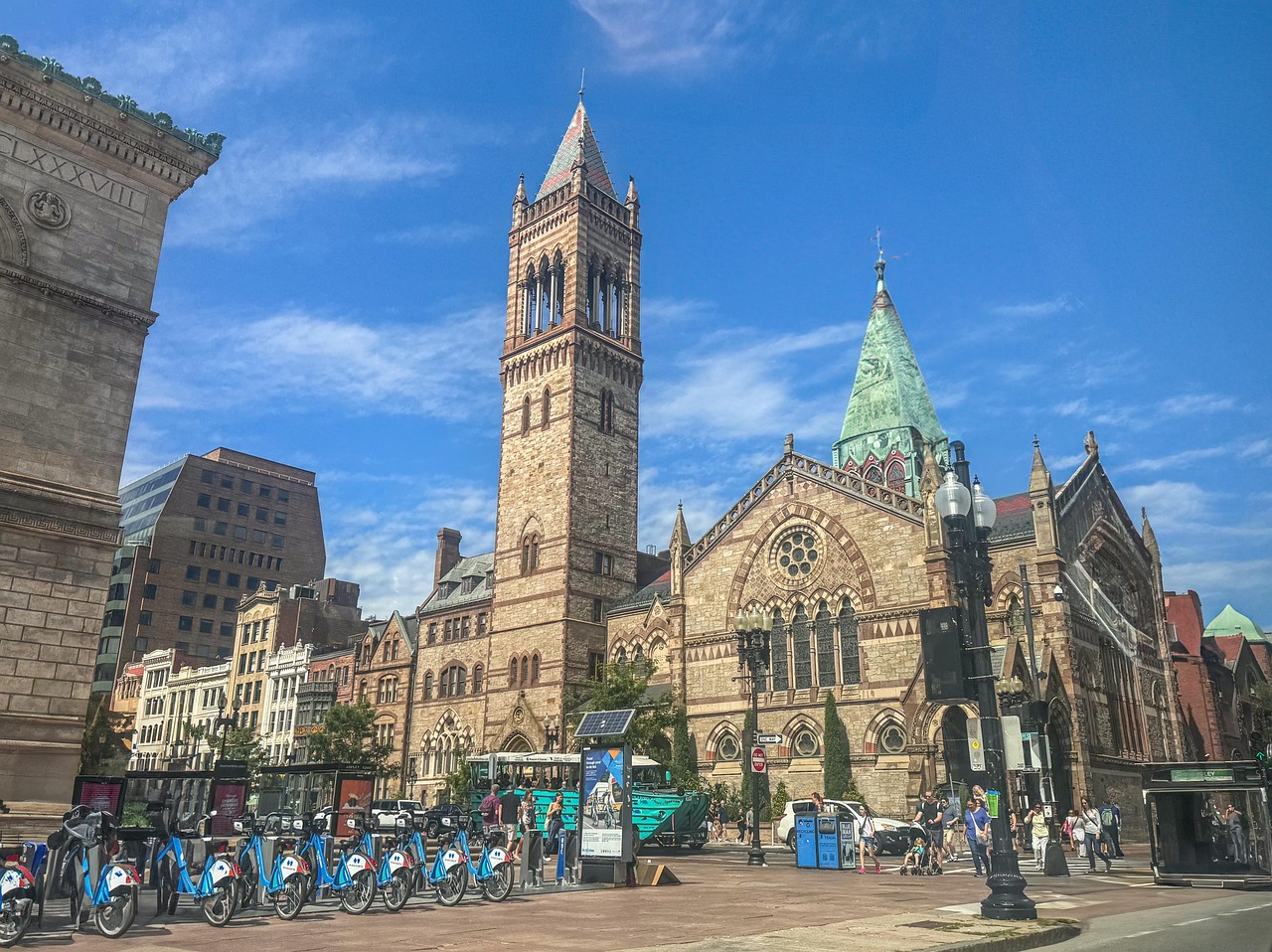 Jamaica Plain street and buildings in Boston